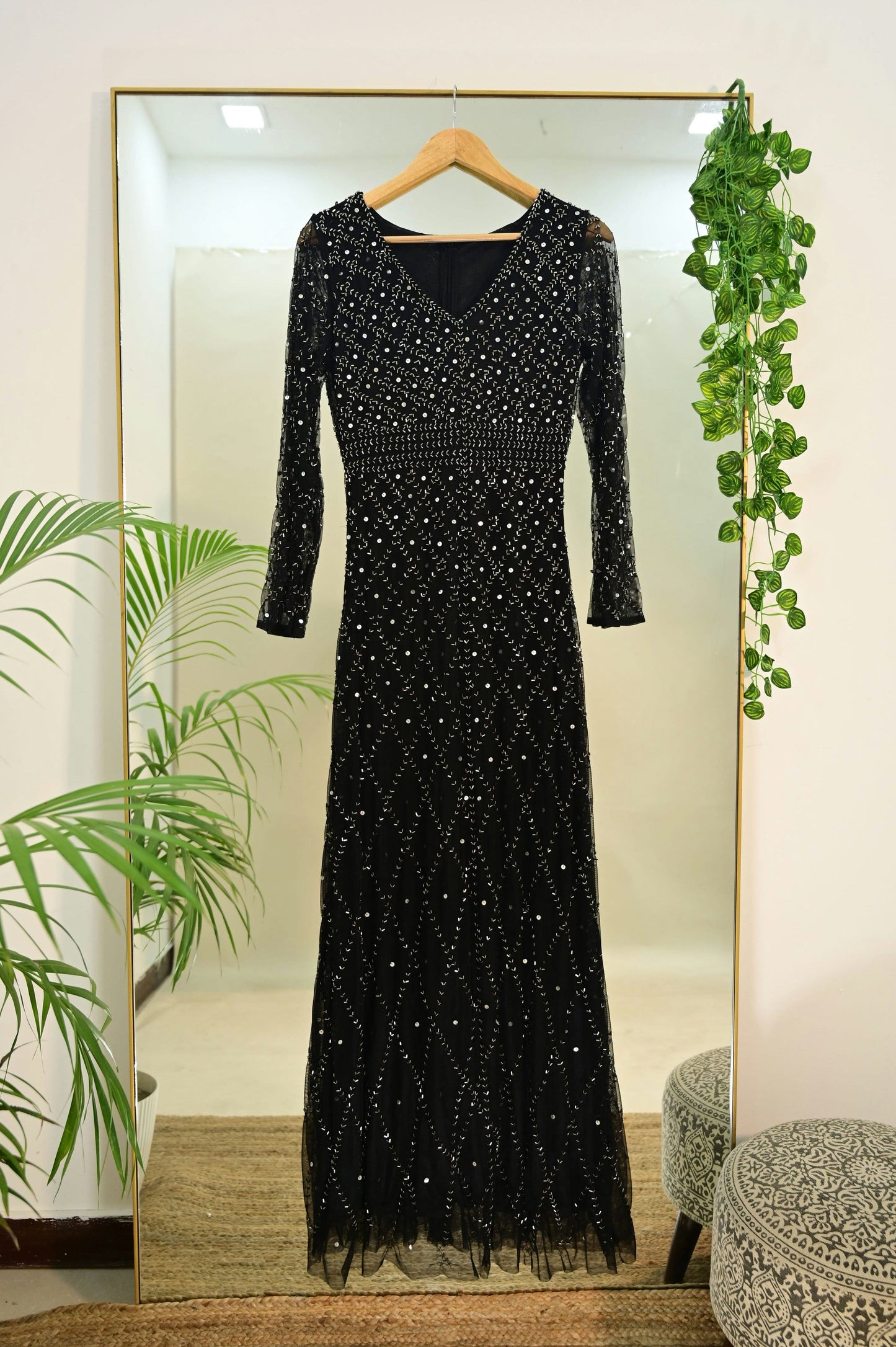 Black Hand Work Western Dress