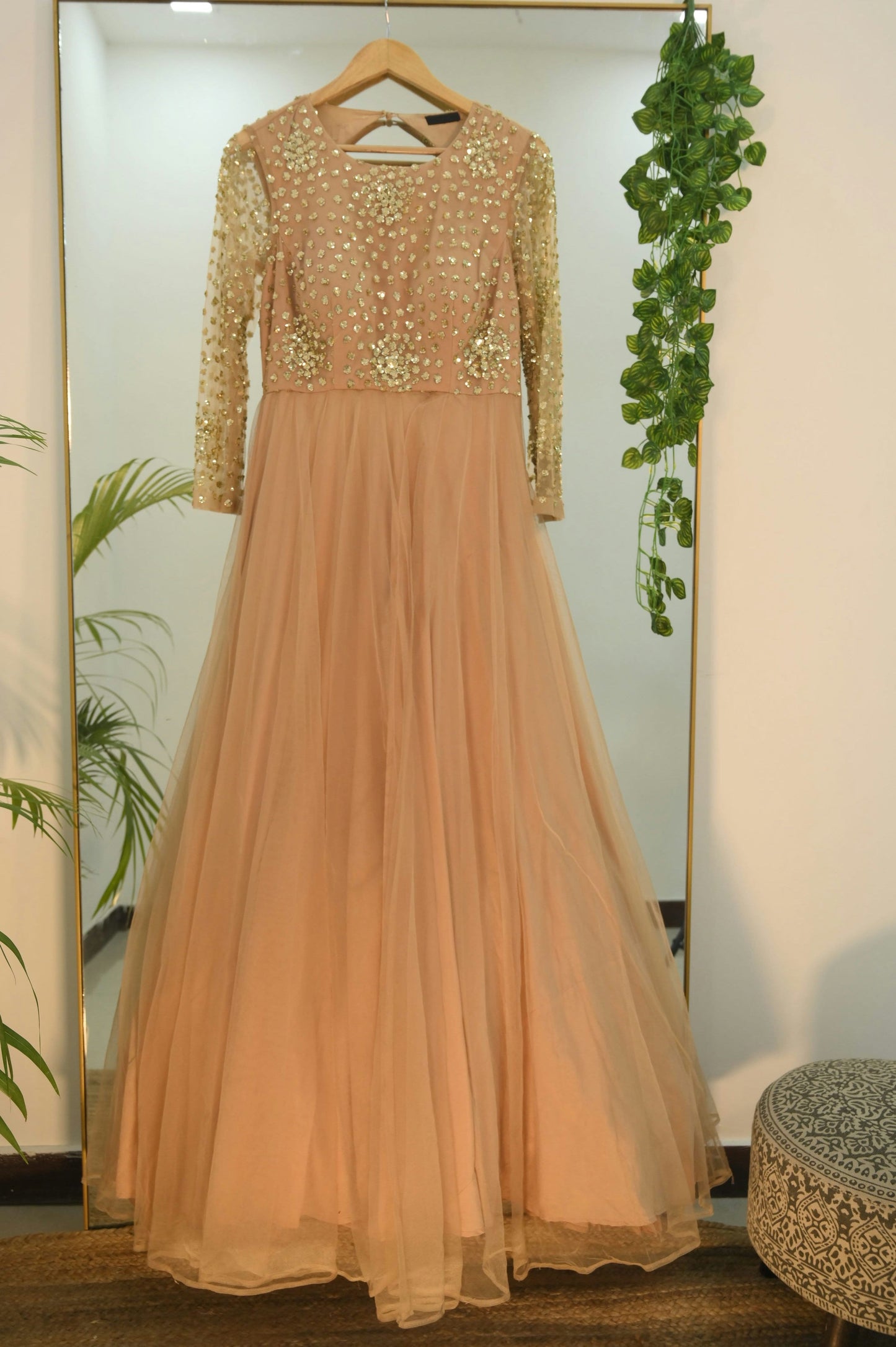 Floral Sequin Embroidered Gown