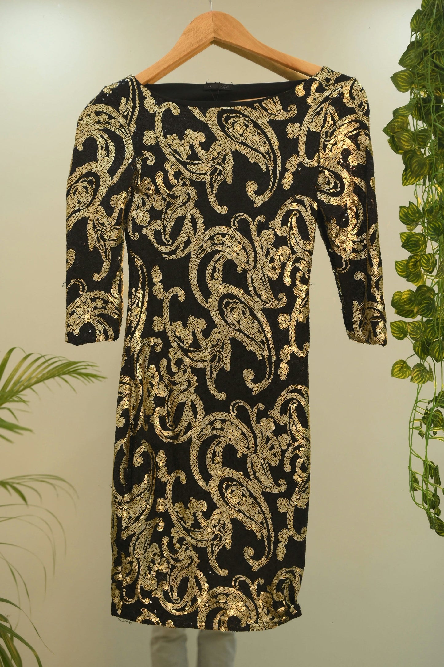 Black Paisley Short Dress