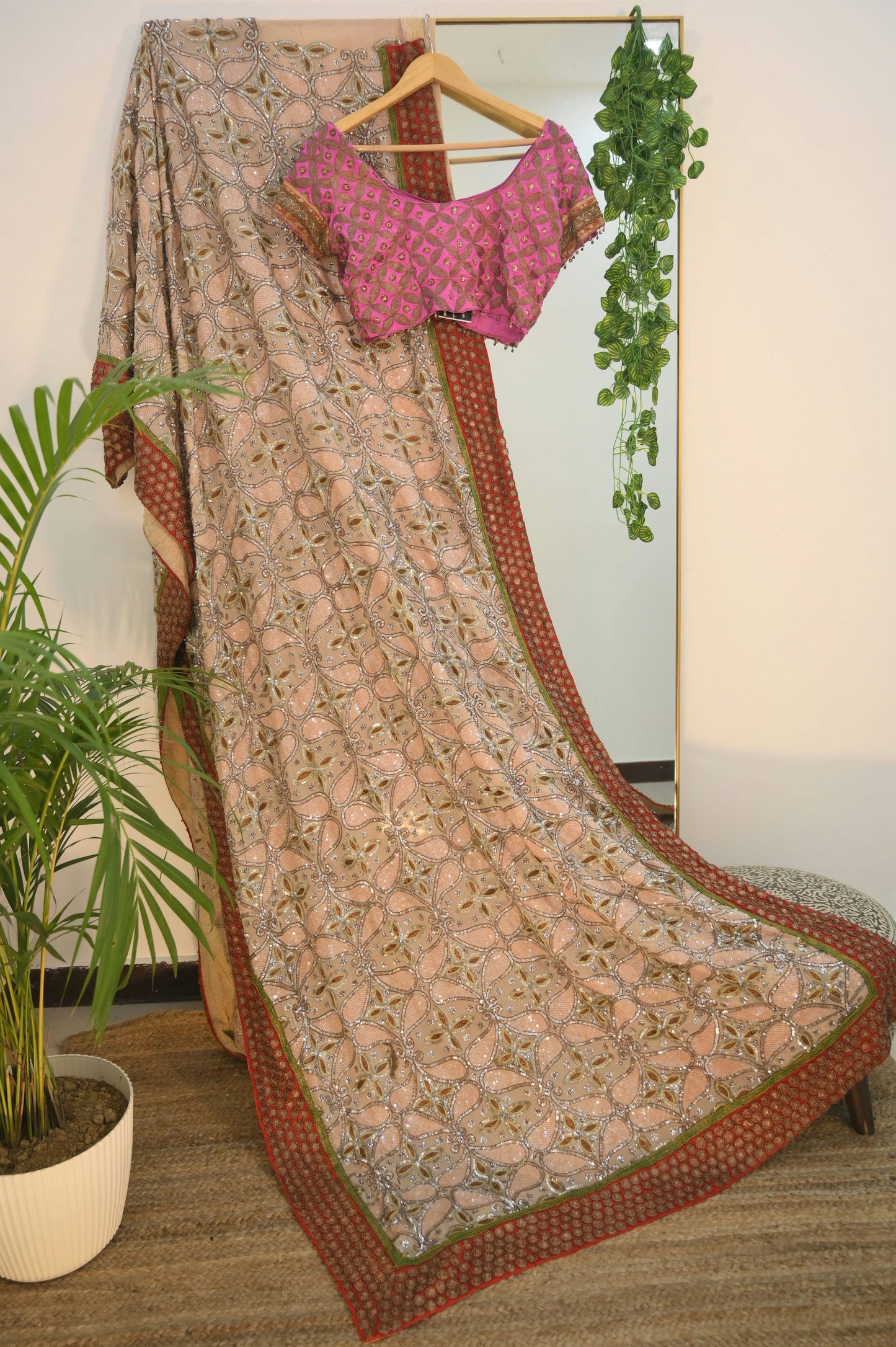 AK Sequenced Contrast Saree