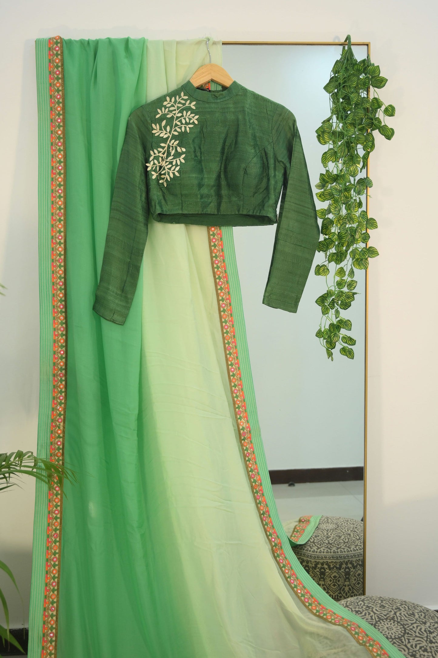 Ombre Green Saree Set