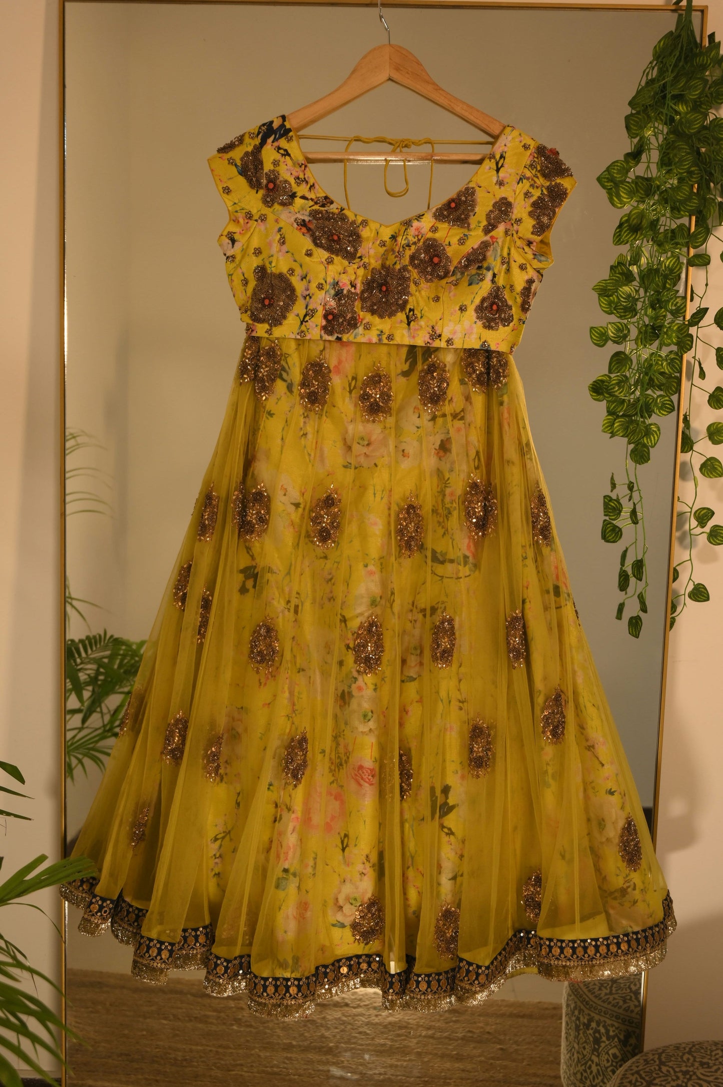 Zardosi yellow lehenga set