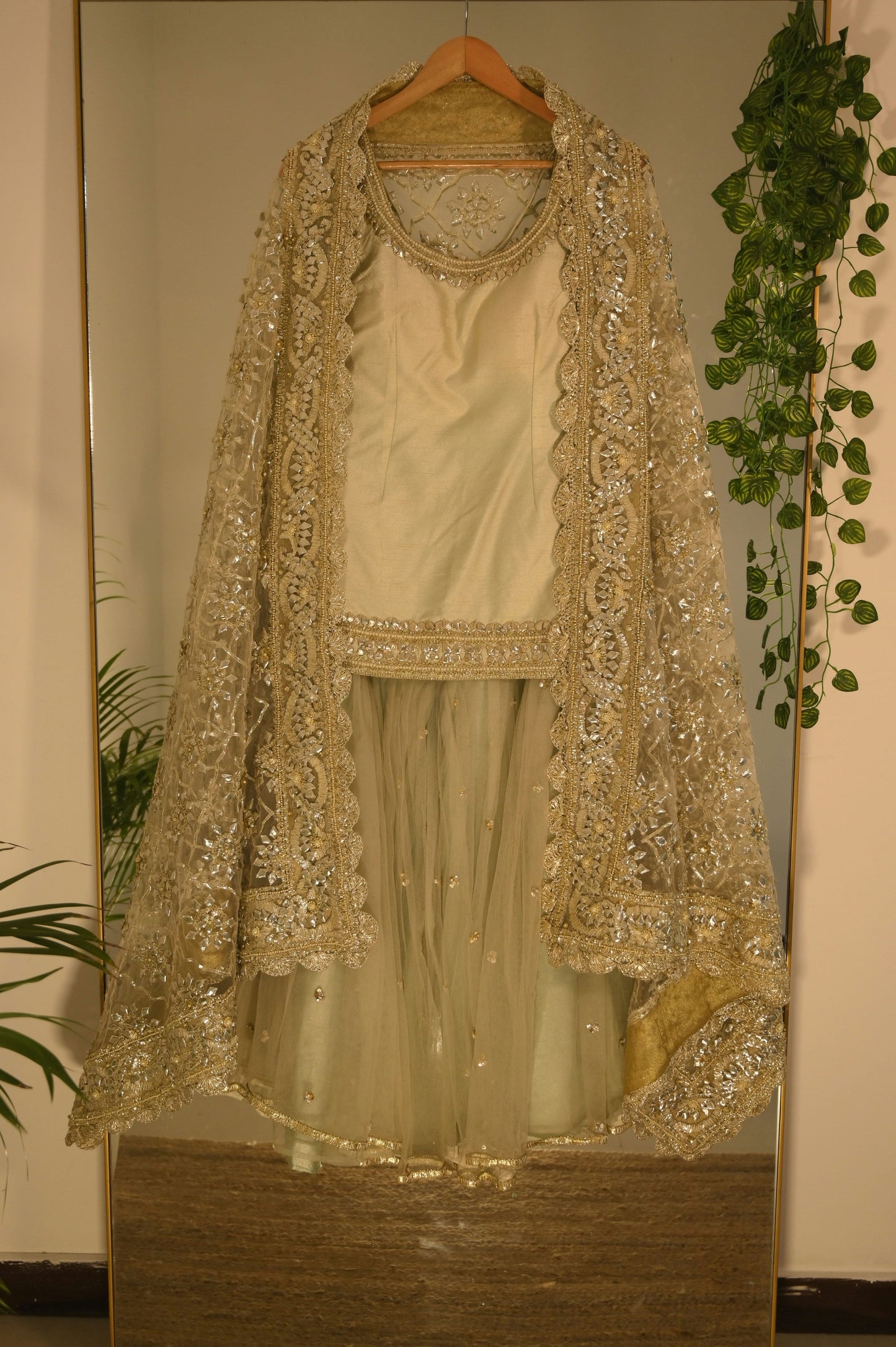 Green Sharara Suit Set with Heavy Gota Patti Dupatta