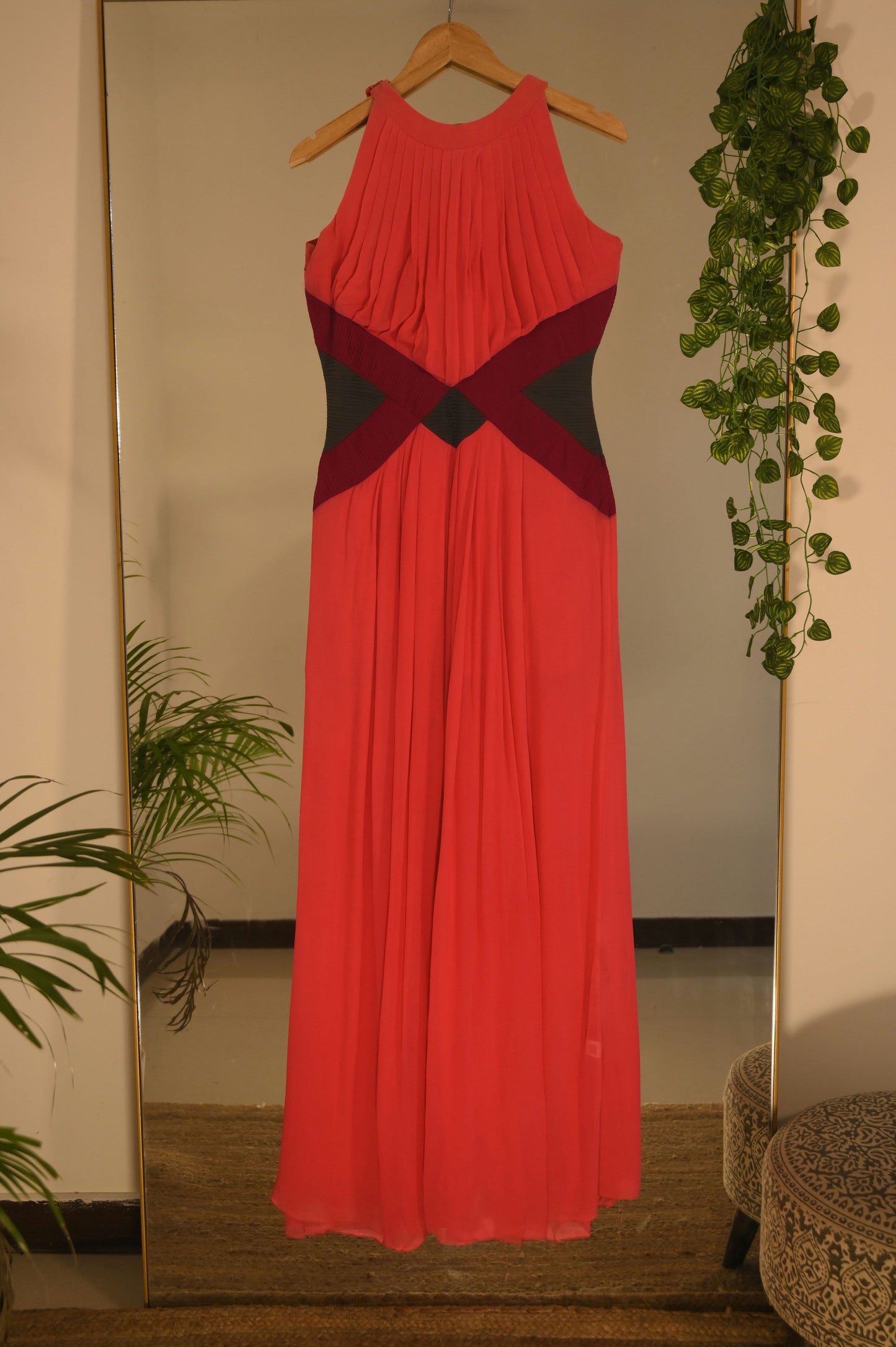 Colourblocking Pleated Dress