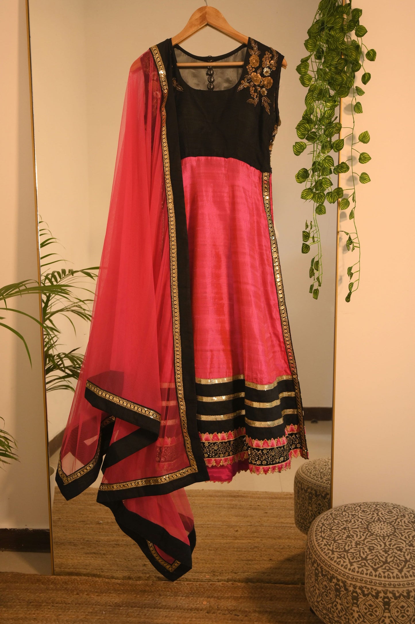 Black and Pink Kurta with Legging