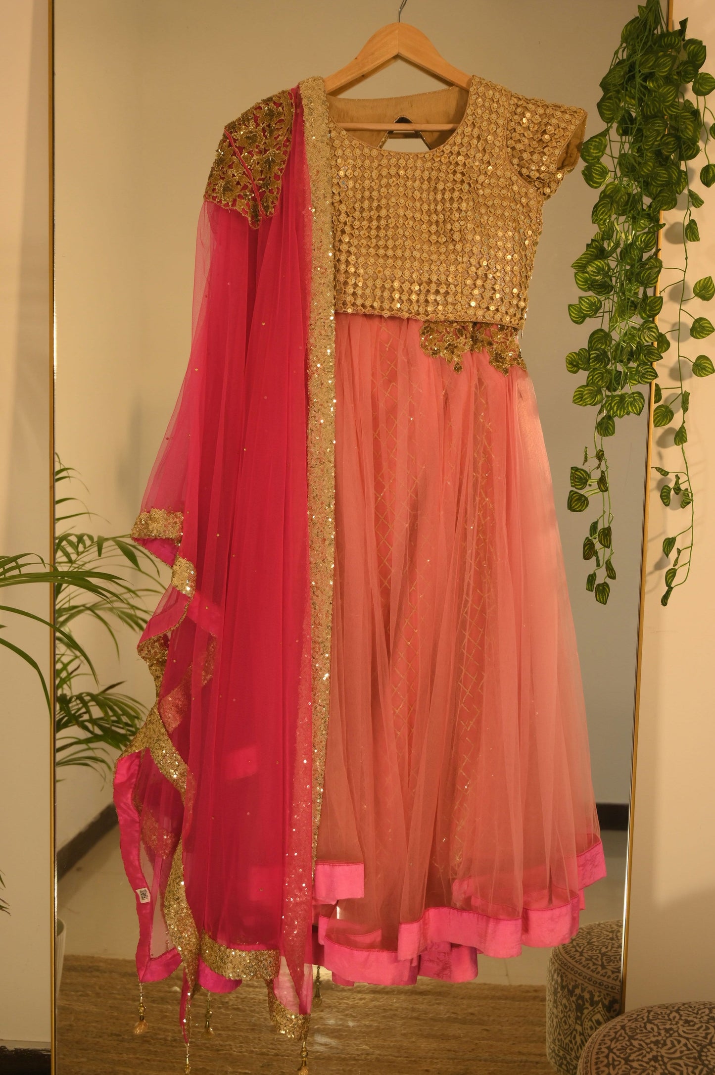 Pink Sequin Lehenga