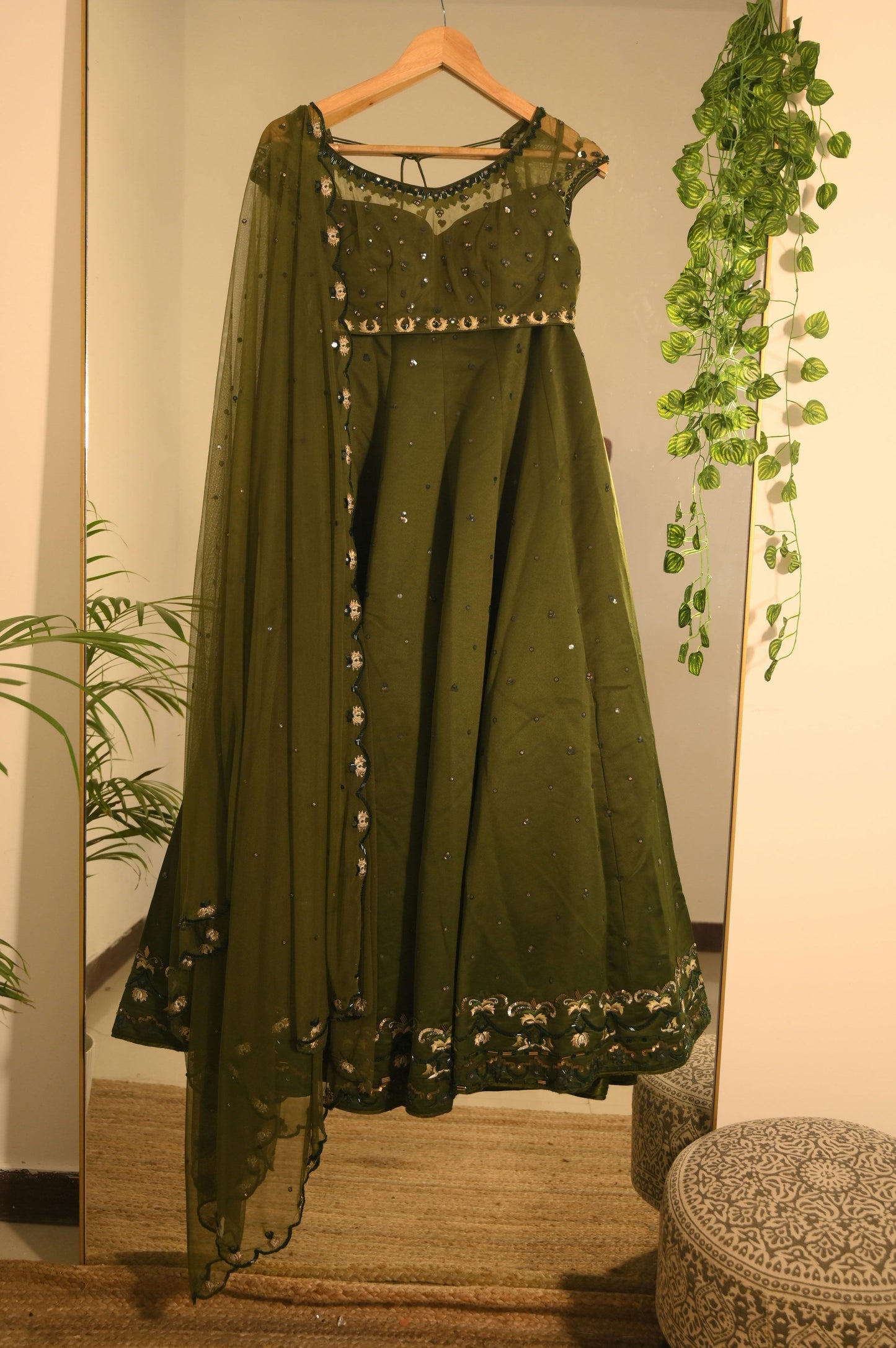 Mehendi Green Sequin Lehenga