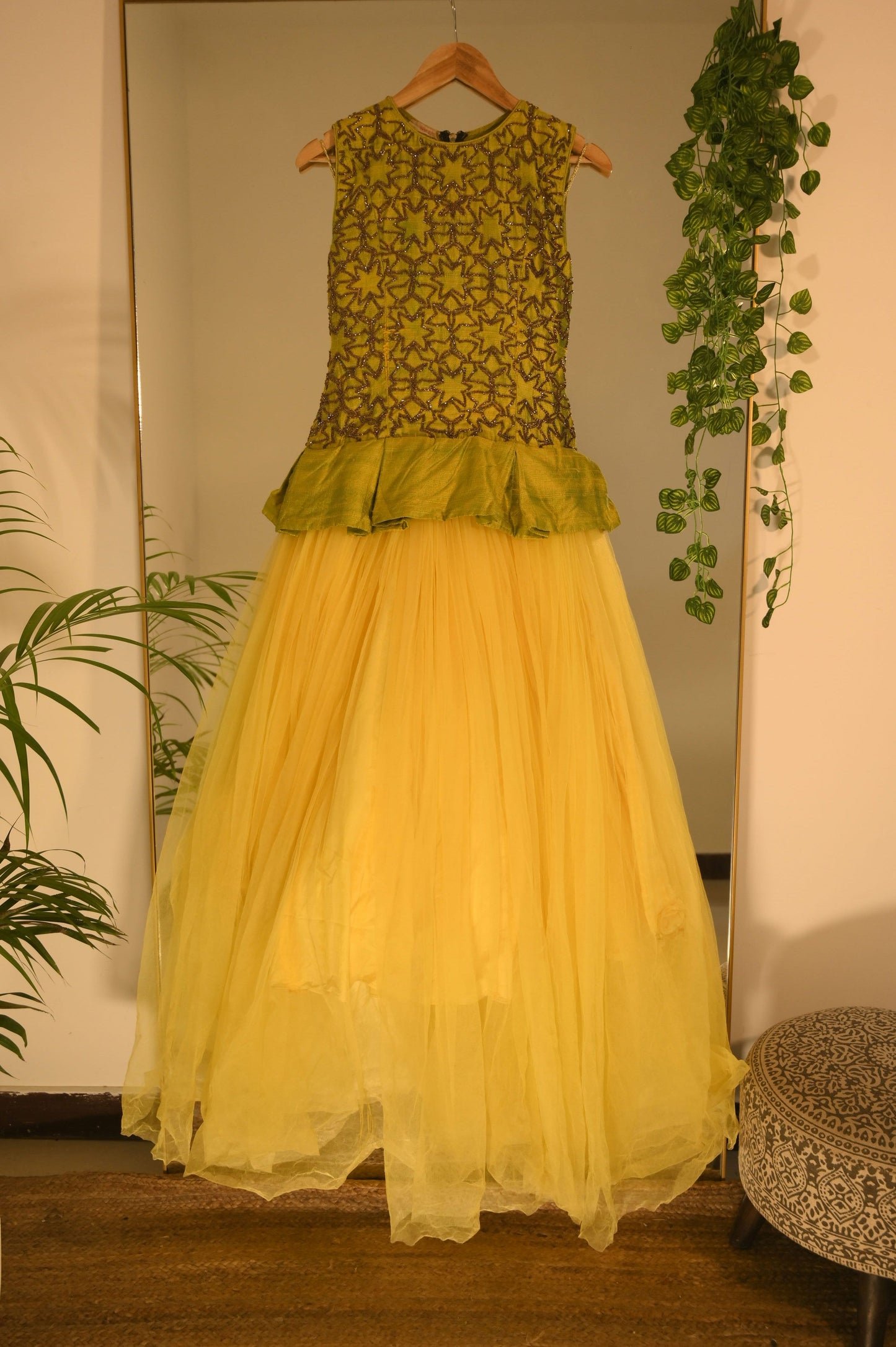 Green Zardosi Peplum Gown