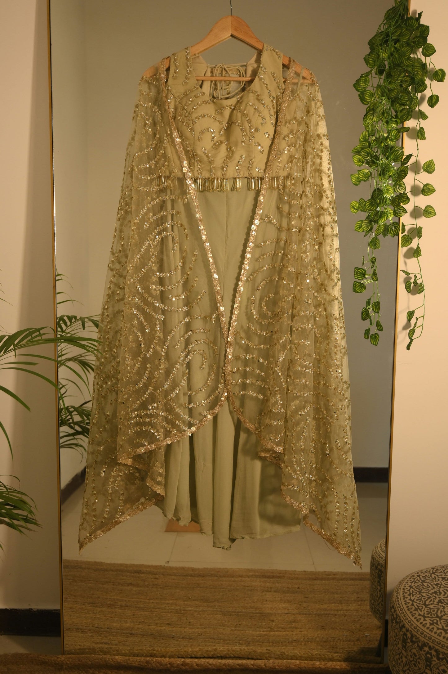 Sage Green Sequin Work Lehenga