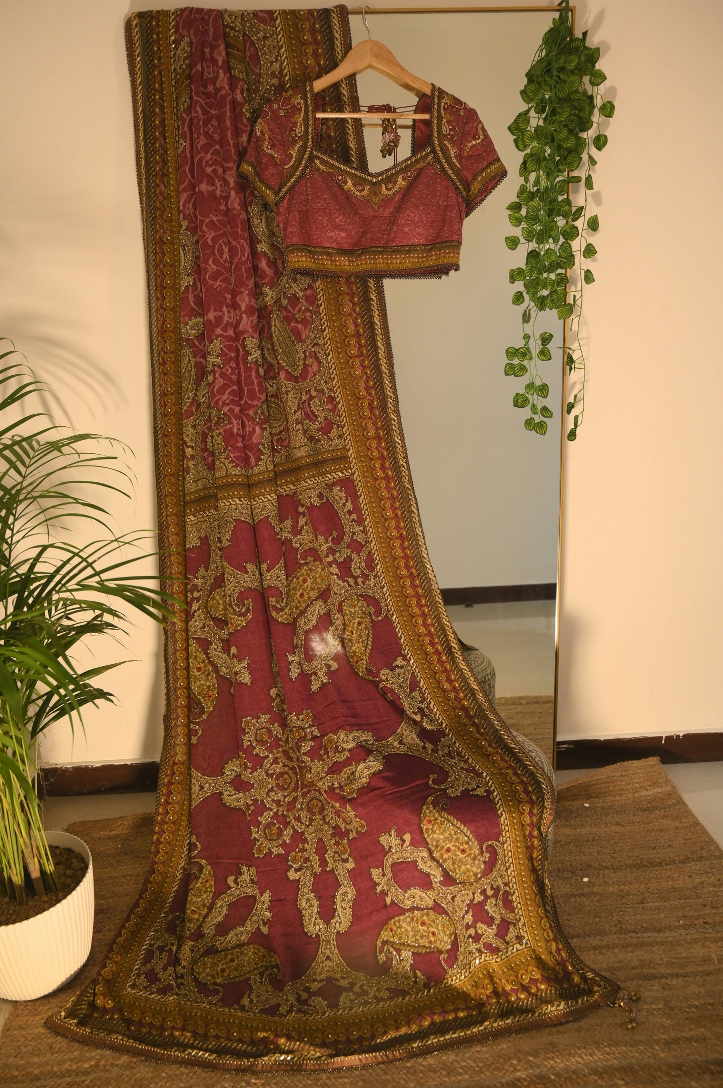 Printed Saree with Stone Work