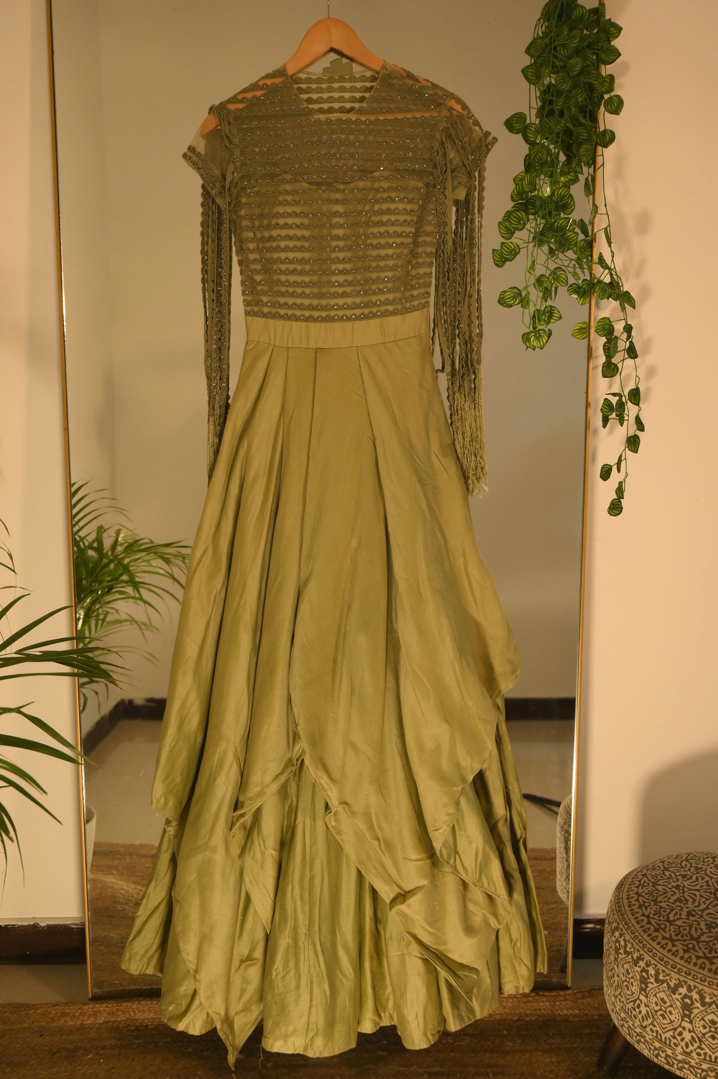 Green Embroidered Gown