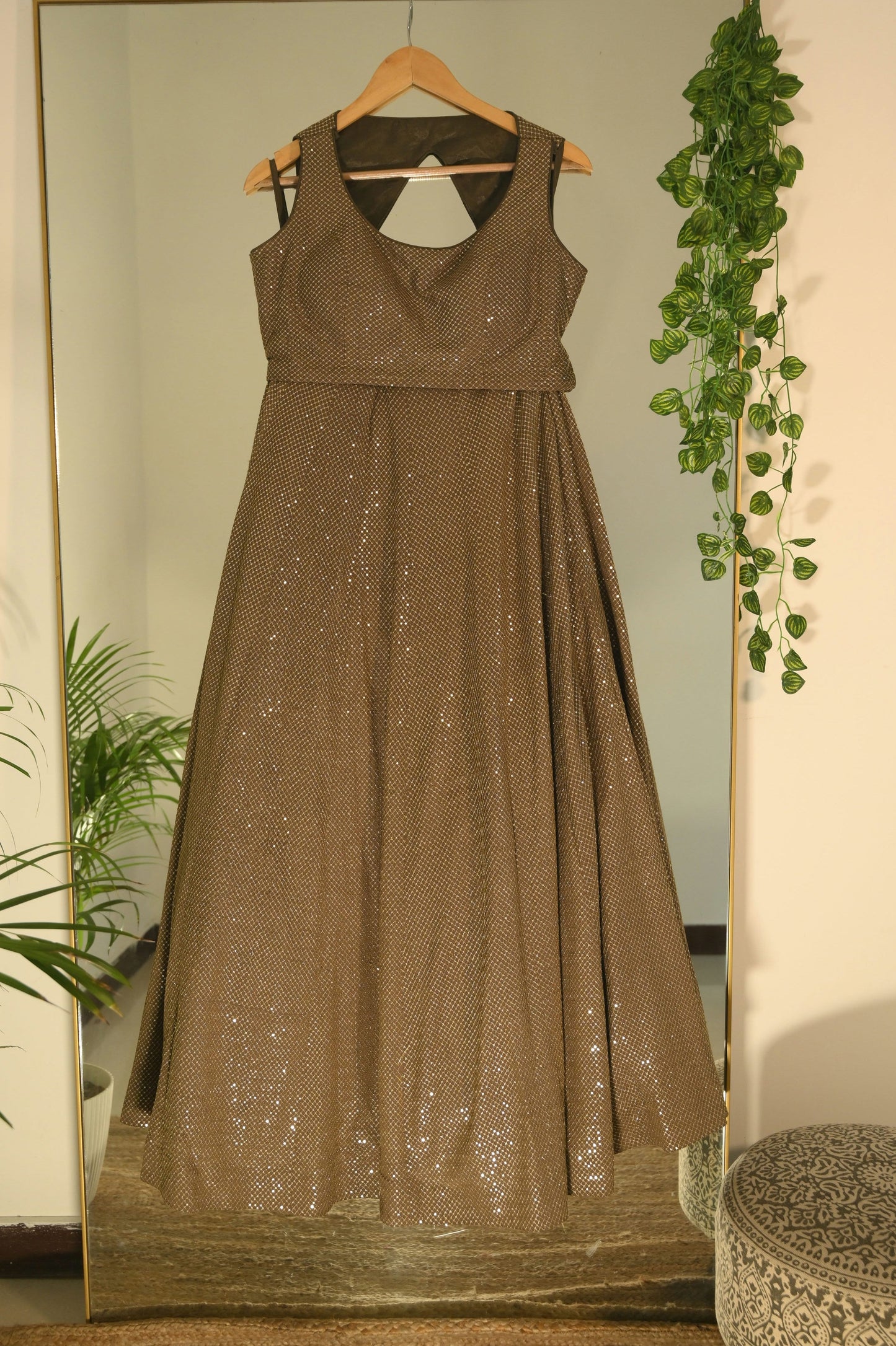 Brown sequin work lehenga set