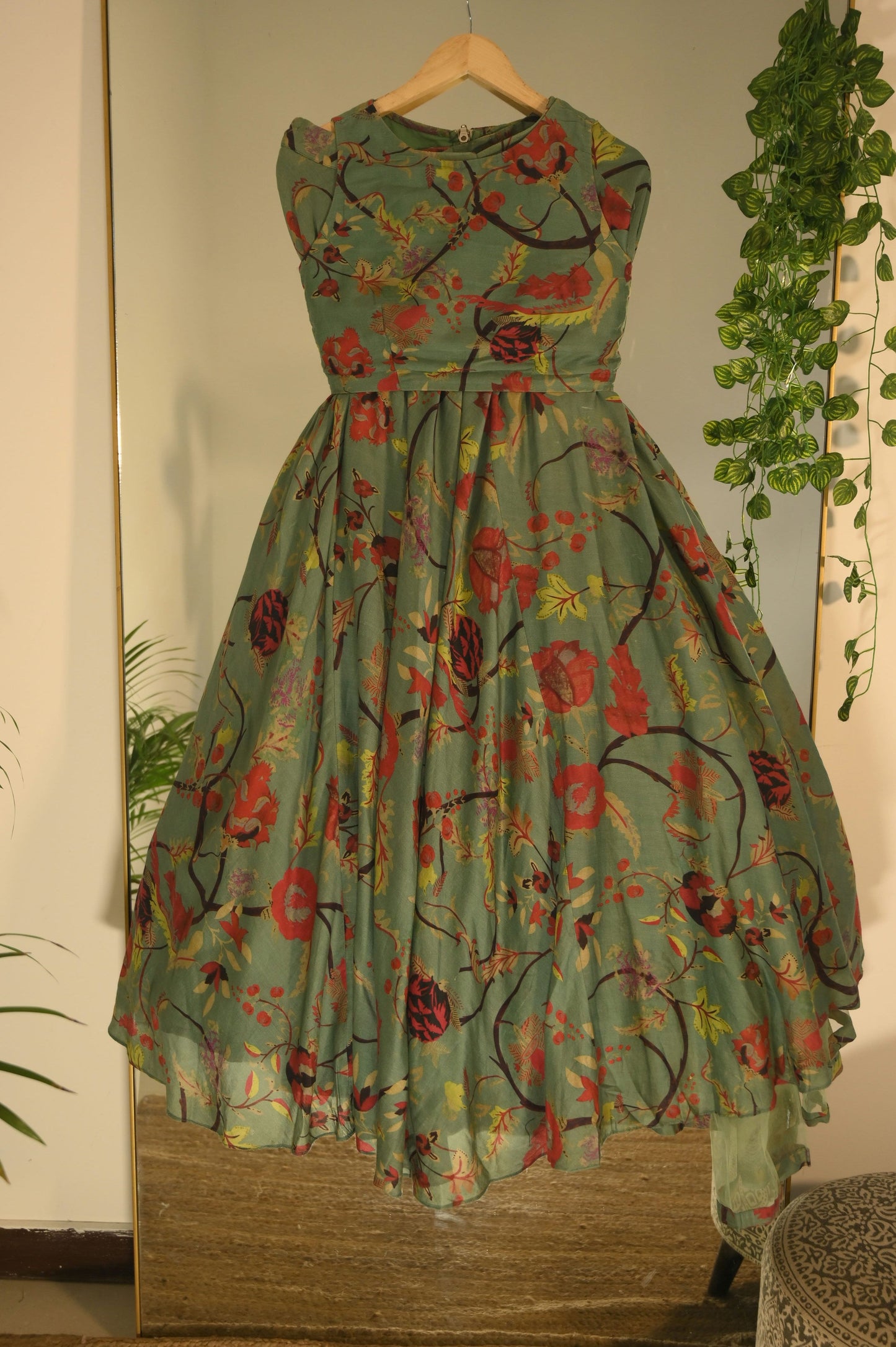 Turquoise printed lehenga set