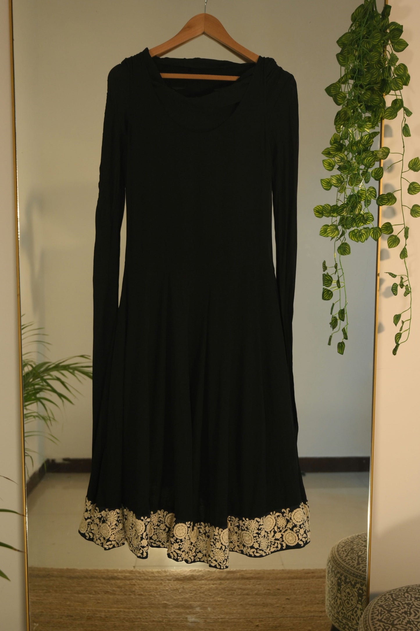 Layered Black gown with embroidery