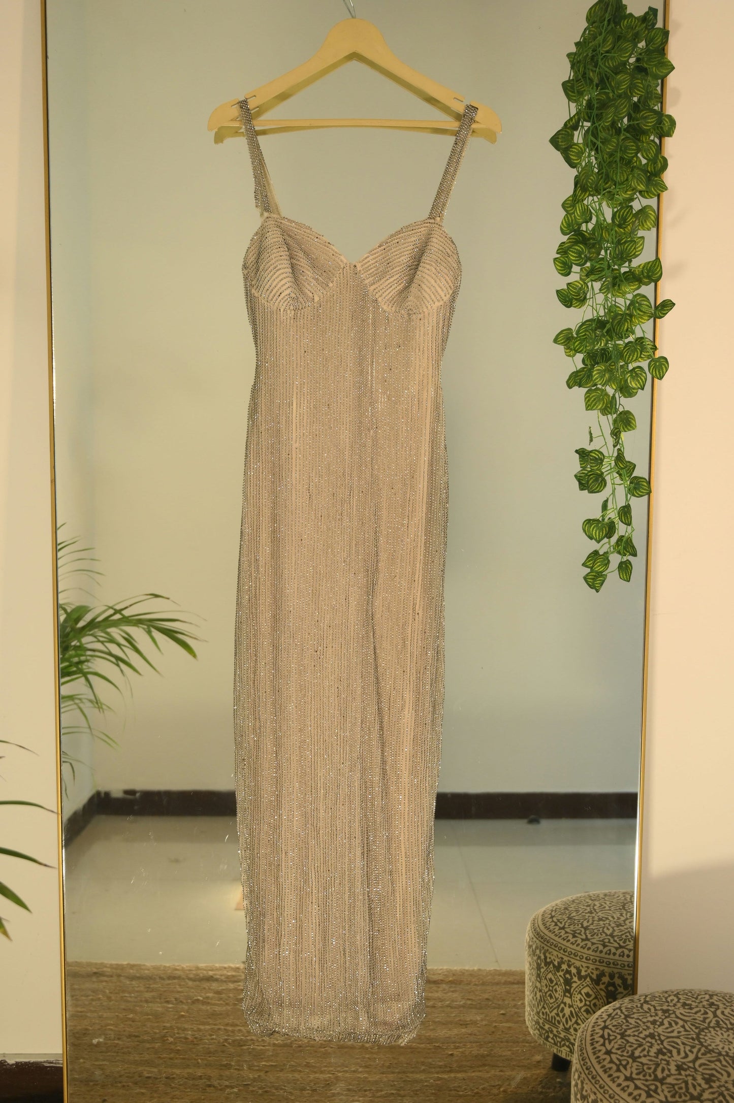 Nude rhinestone dress