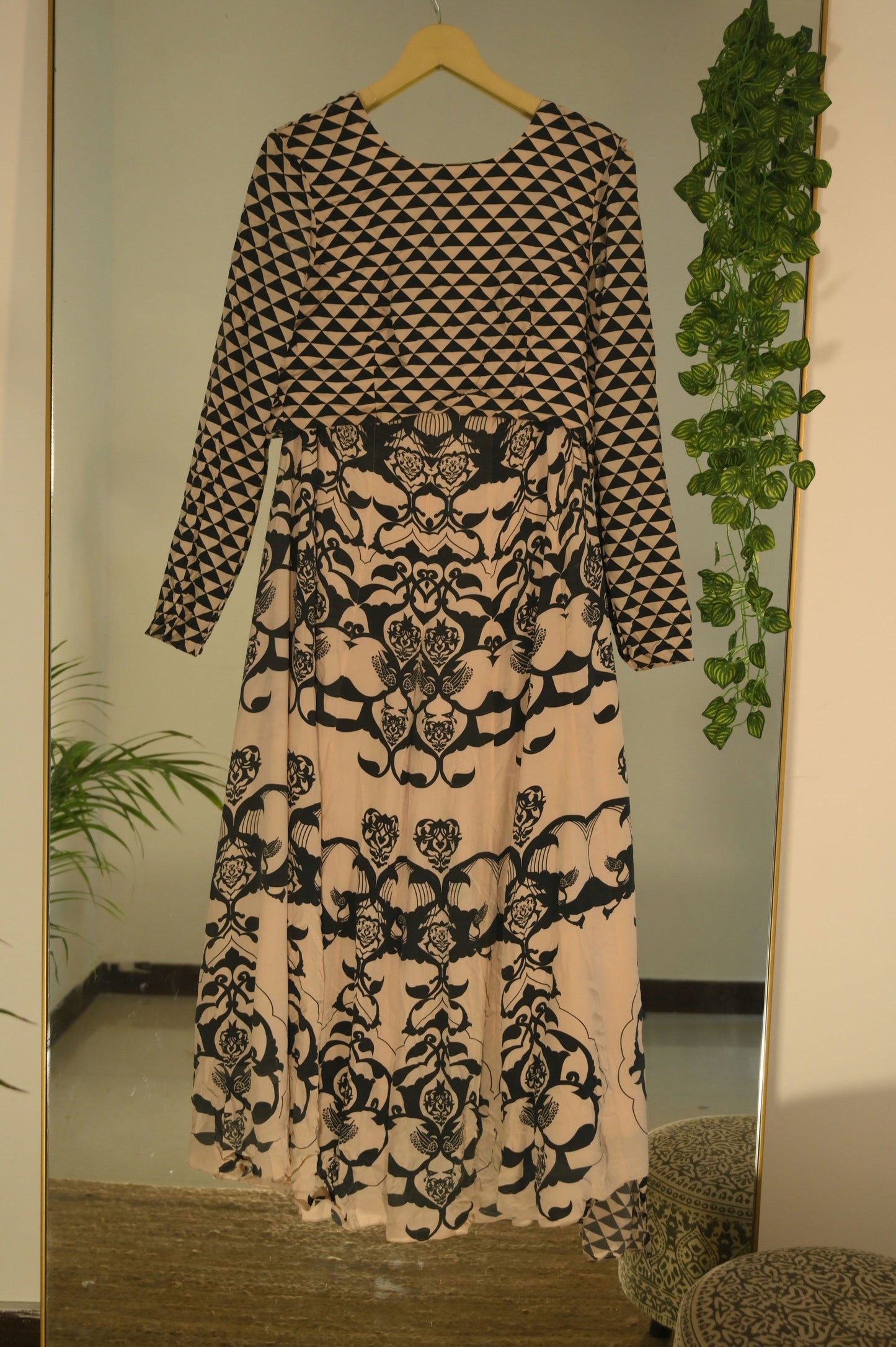 Black and white printed lehenga