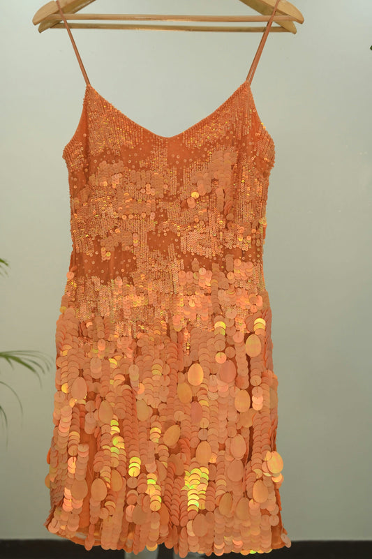 Dusty Orange Embellished Short Dress