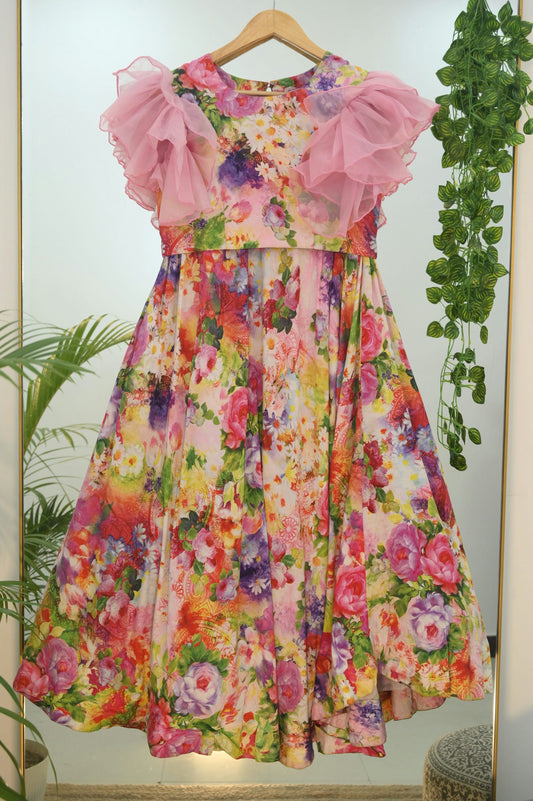 Multicolor Floral Ruffle Dress