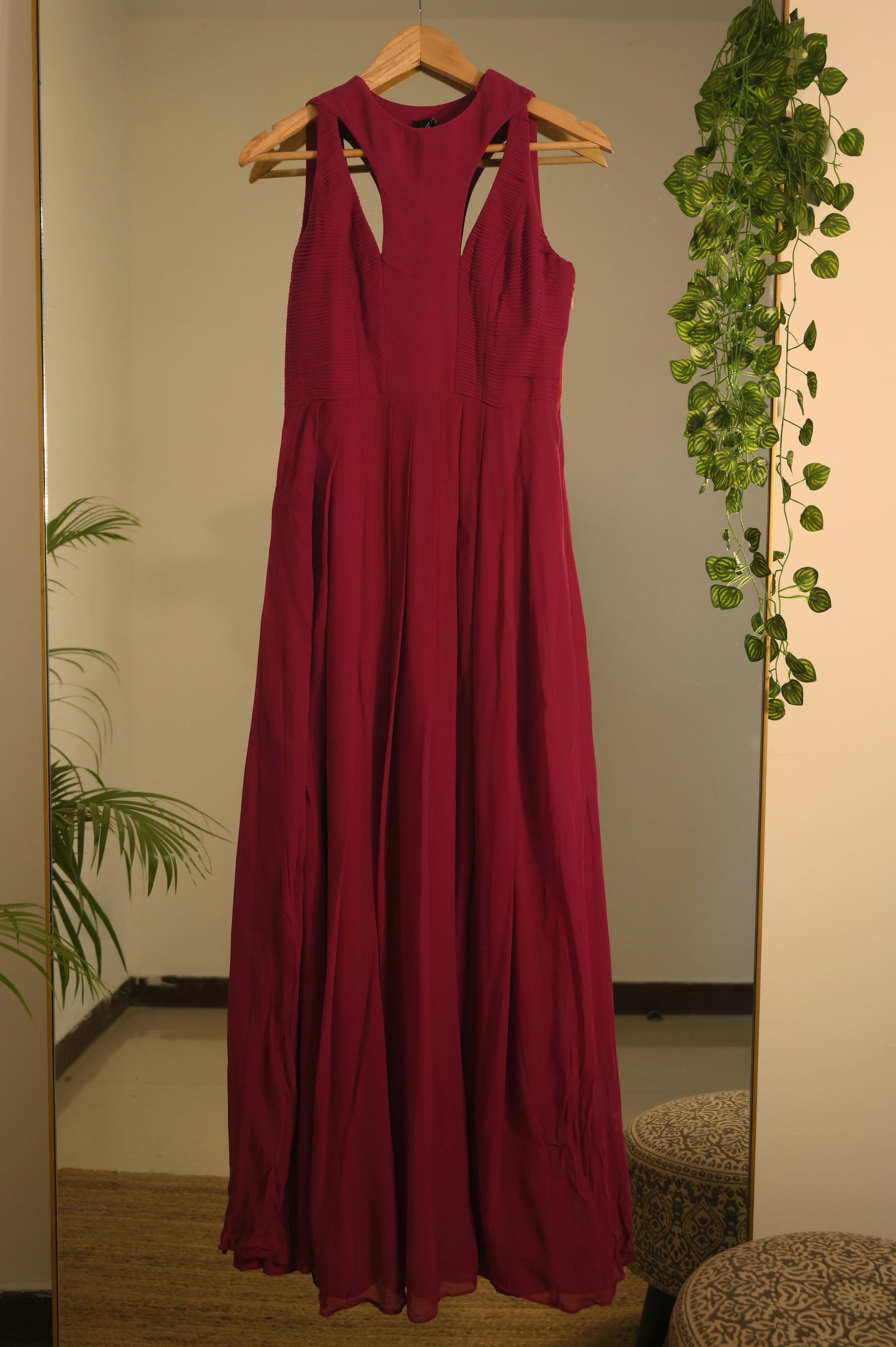 Pleated cutout gown