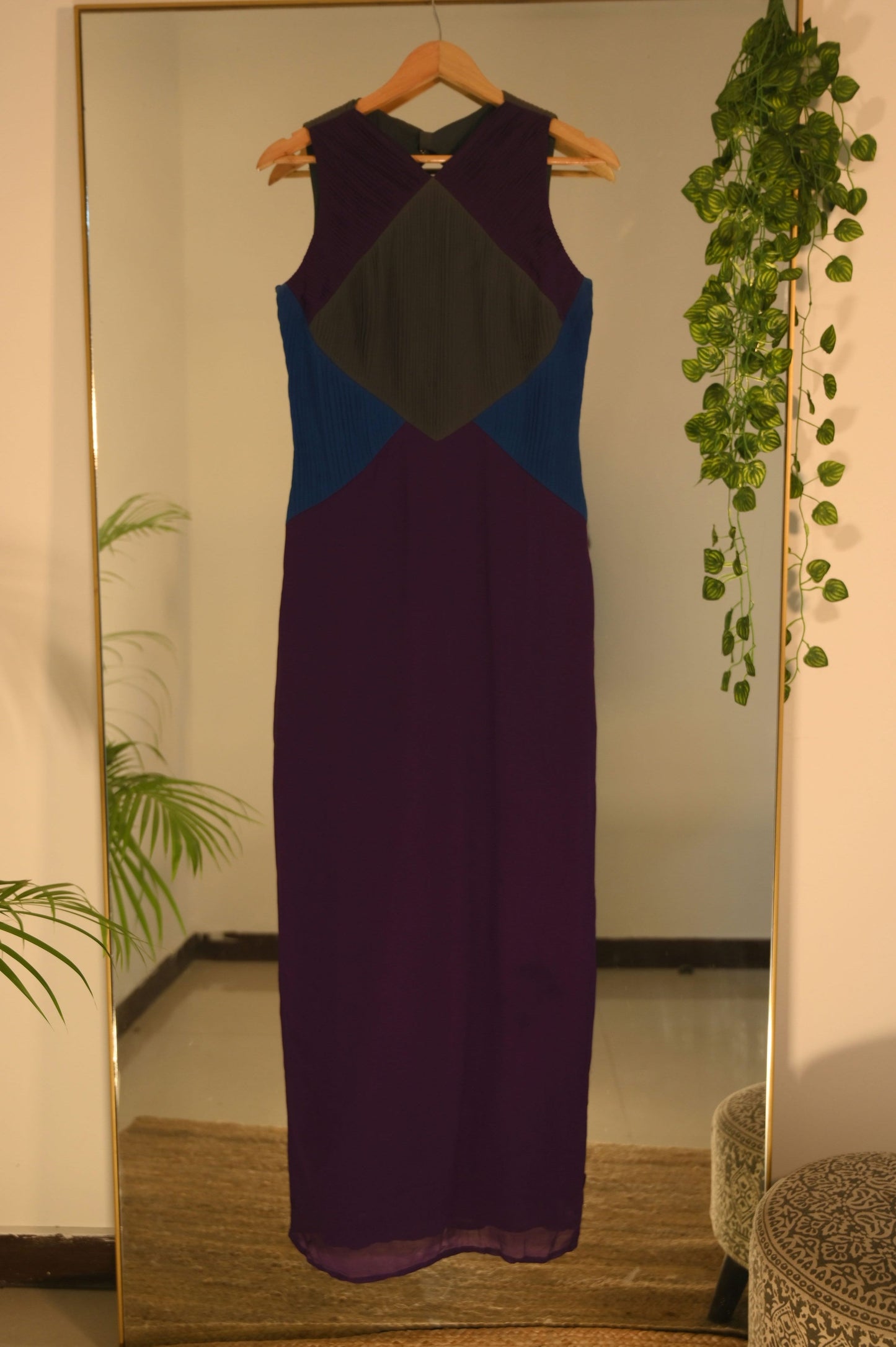Pleated pannel purple dress