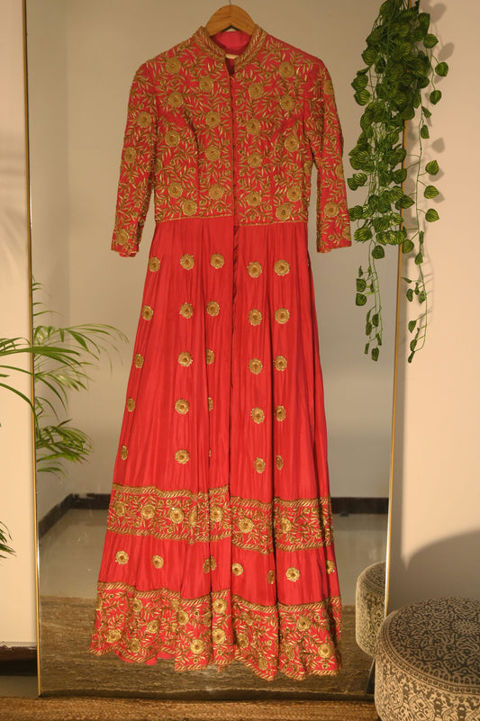 Pink Zari Embroidery  Anarkali