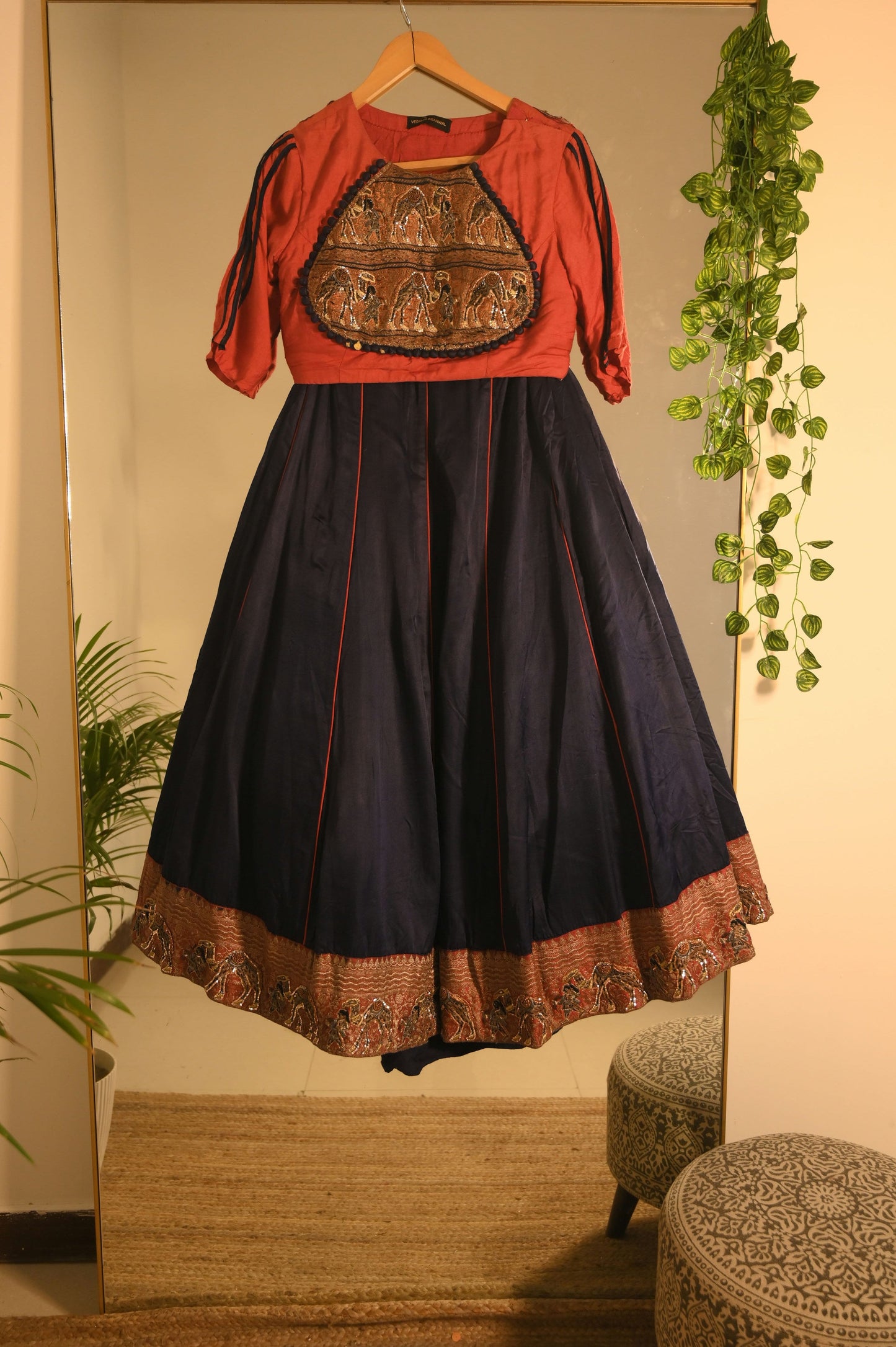 Black and Red Lehenga Set with Detailed Work