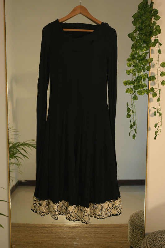 Layered Black gown with embroidery