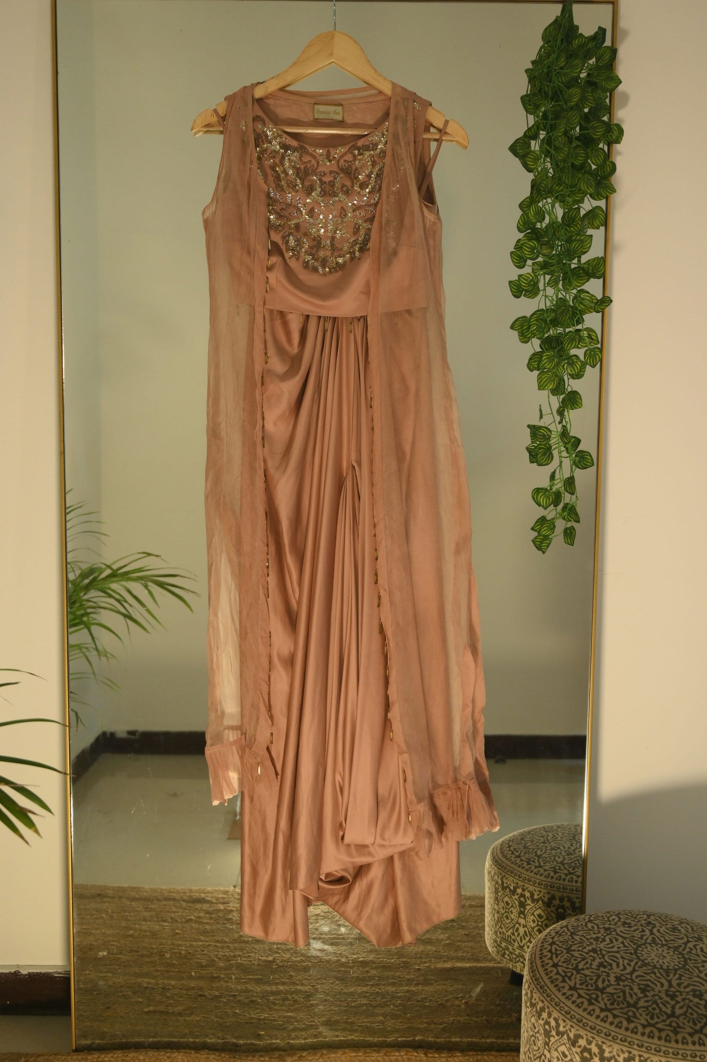 Dusty Pink Drape Skirt with Cape